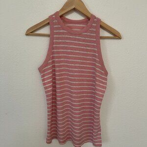 A New Day | Coral and White Striped Tank Top, size S